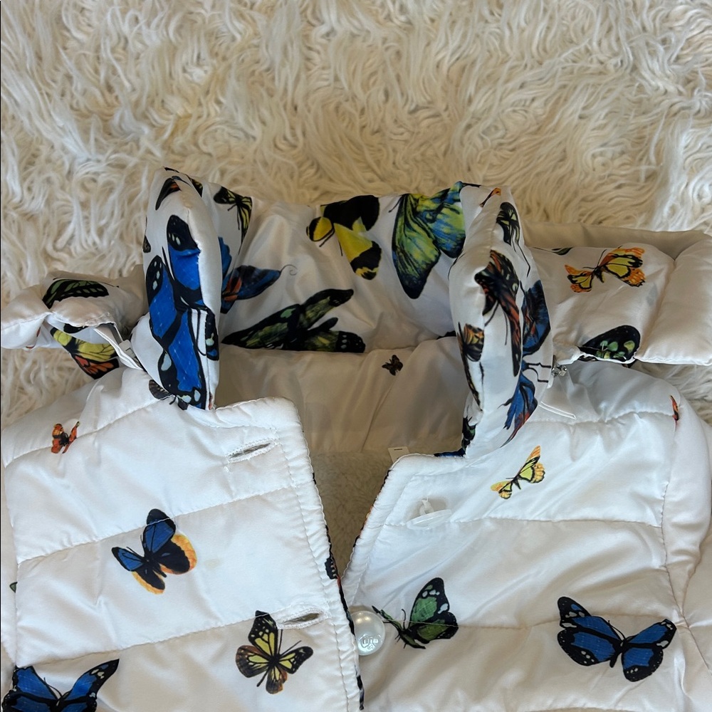 Kids Butterfly Print Puffer Jacket - Picture 3 of 7